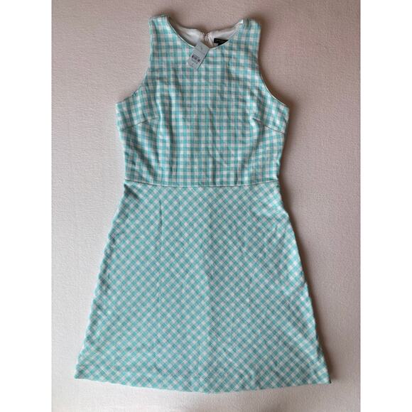 Ann Taylor Dresses & Skirts - New Ann Taylor Aqua Pop Gingham Sleeveless Flare Dress Size 6 Petite